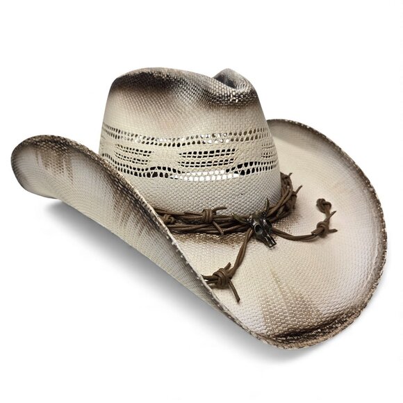 Dallas Hats Ghost Rider Cowboy Hat Men Barbed Wire Longhorn Straw Western M - Picture 2 of 8